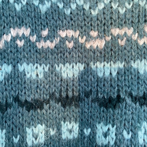 Free People Through the Storm Chunky Knit Blue Fair Isle Sweater, wool blend, L - Picture 14 of 16